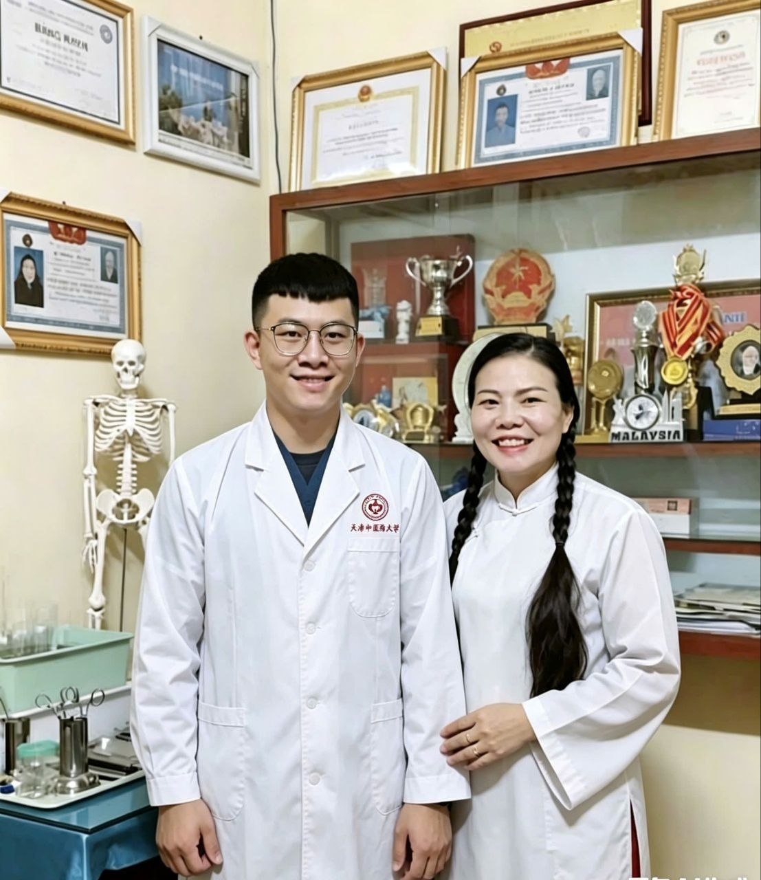 BS Trung và BS Nhung trong không gian hành nghề của Nhà thuốc Đức Trung Kiên